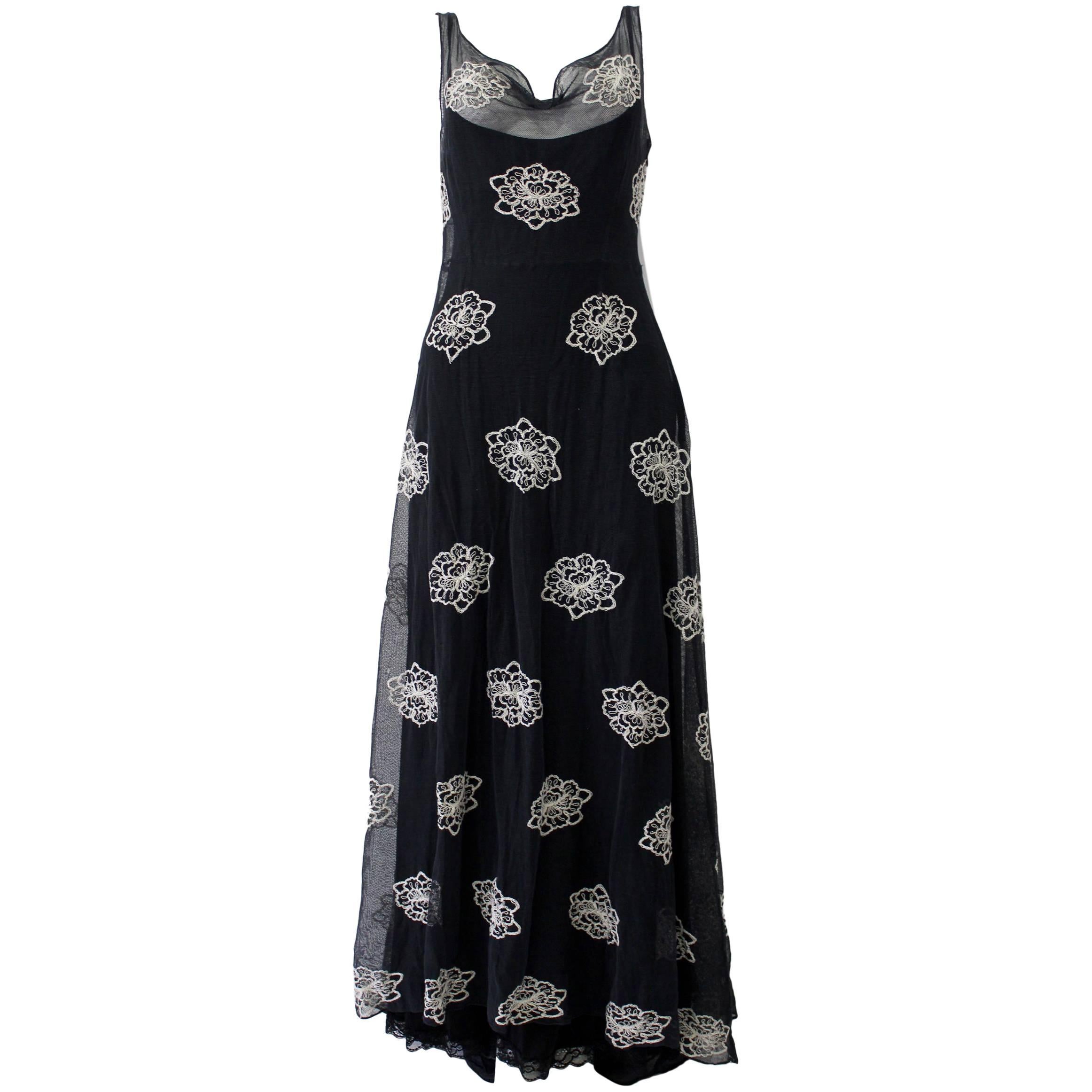 Stunning Original Collete Dinnigan Floral Lace Maxi Dress For Sale