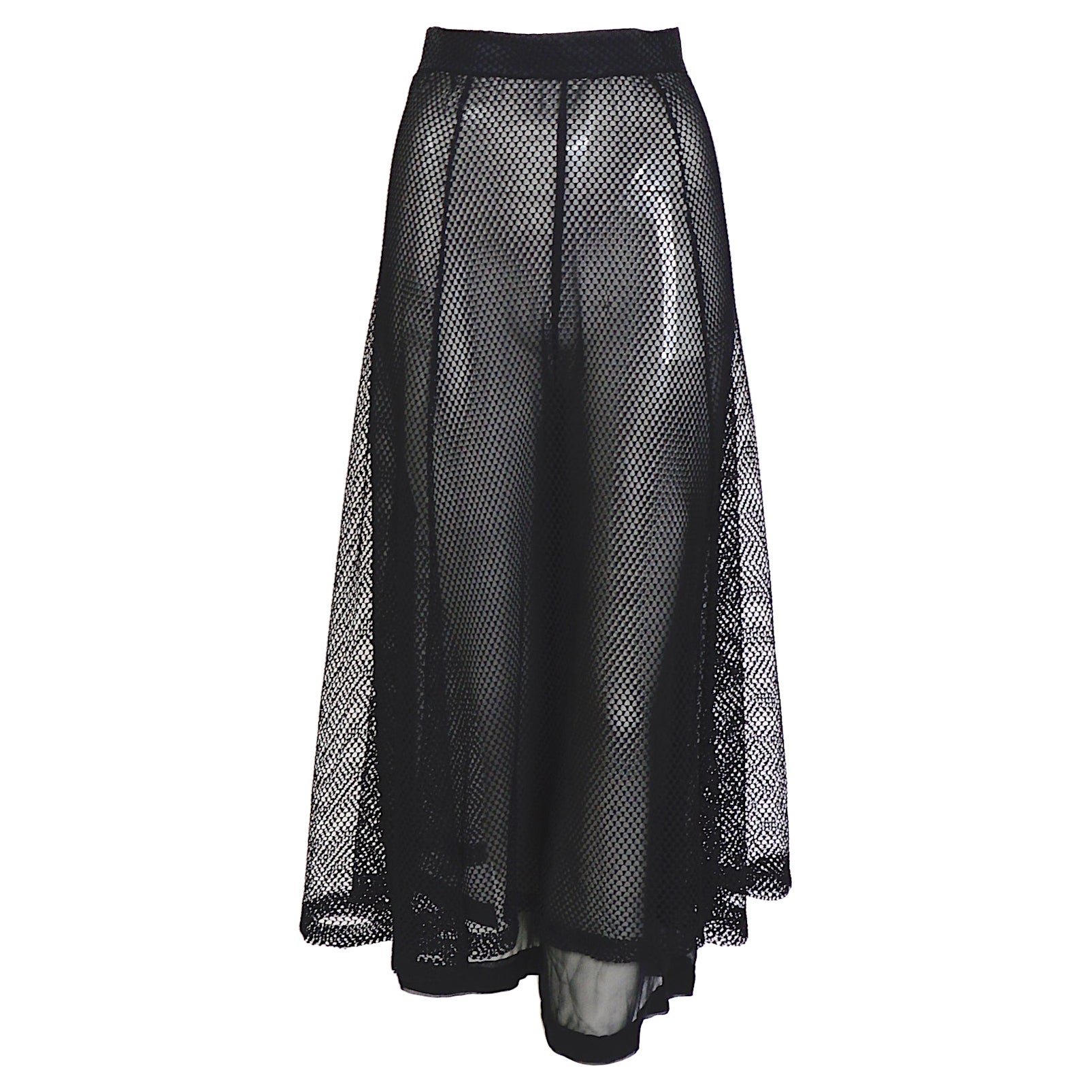 Karl Lagerfeld H/W 1993 Transparente schwarze Seidenhose mit Netzrock 