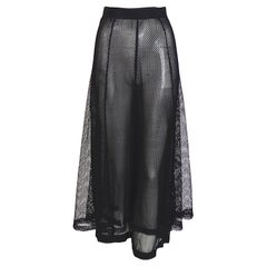 Karl Lagerfeld A/I 1993 pantaloni di seta neri trasparenti con gonna a strati in rete