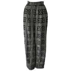 Extremely Original Atelier Versace Black and White Perforated Check Print Pants