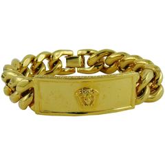 Gianni Versace Vintage Men's Gold Tone Curb Bracelet Medusa 