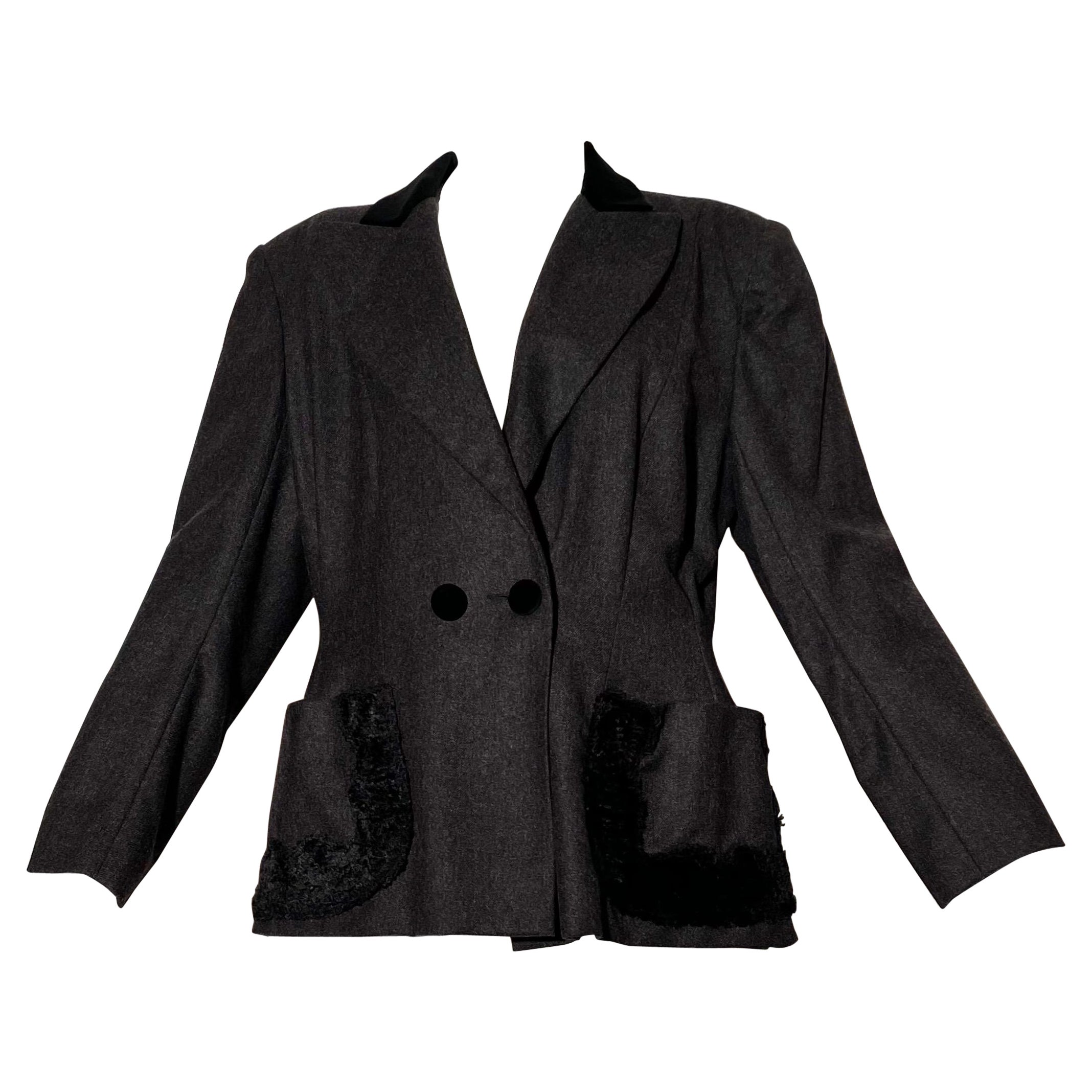 Louis Feraud vintage black gold button oversized braided blazer jacket For  Sale at 1stDibs