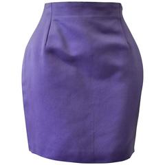 Classic Gianni Versace Lavender Ribbed Silk Mini Skirt