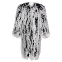 Retro Yves Saint Laurent White Black Ostrich Feather Coat YSL Rare Documented 1960s