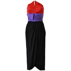 Valentino Bold Colour-Blocked Strapless Cocktail Dress