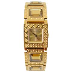 Authentic Christian Dior Jewel Encrusted Gold Tone Link Watch
