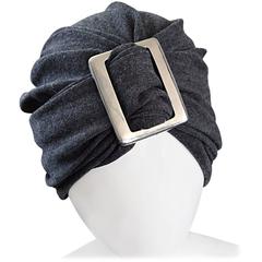 Vintage Christian Dior für Saks 5th Ave 1960er 60er Jahre grau Wolle Turban Silber Schnalle