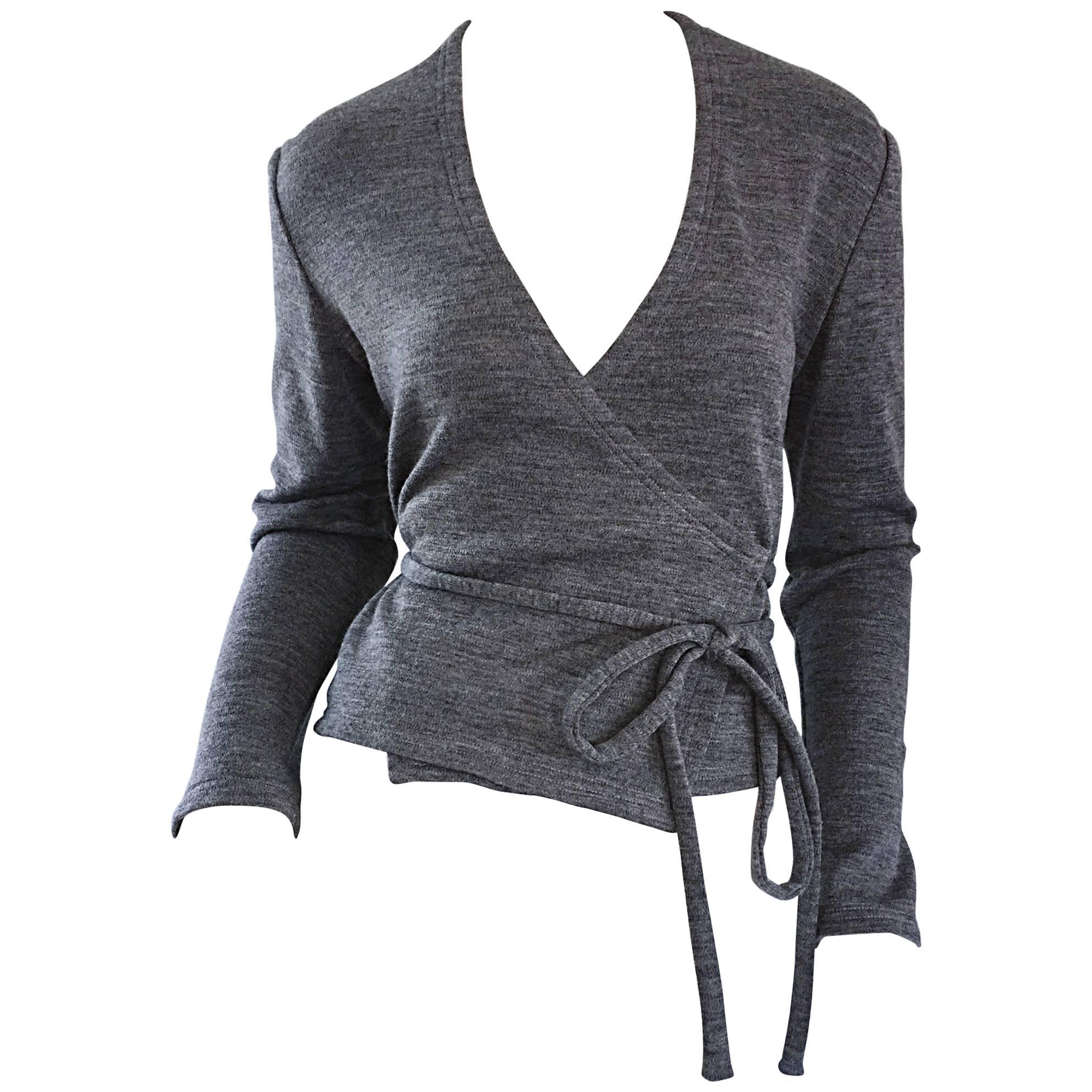 gray wrap cardigan