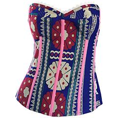 Tracy Feith Indian Inspired Silk & Lace Strapless Bustier Corset Top XS - Small 6