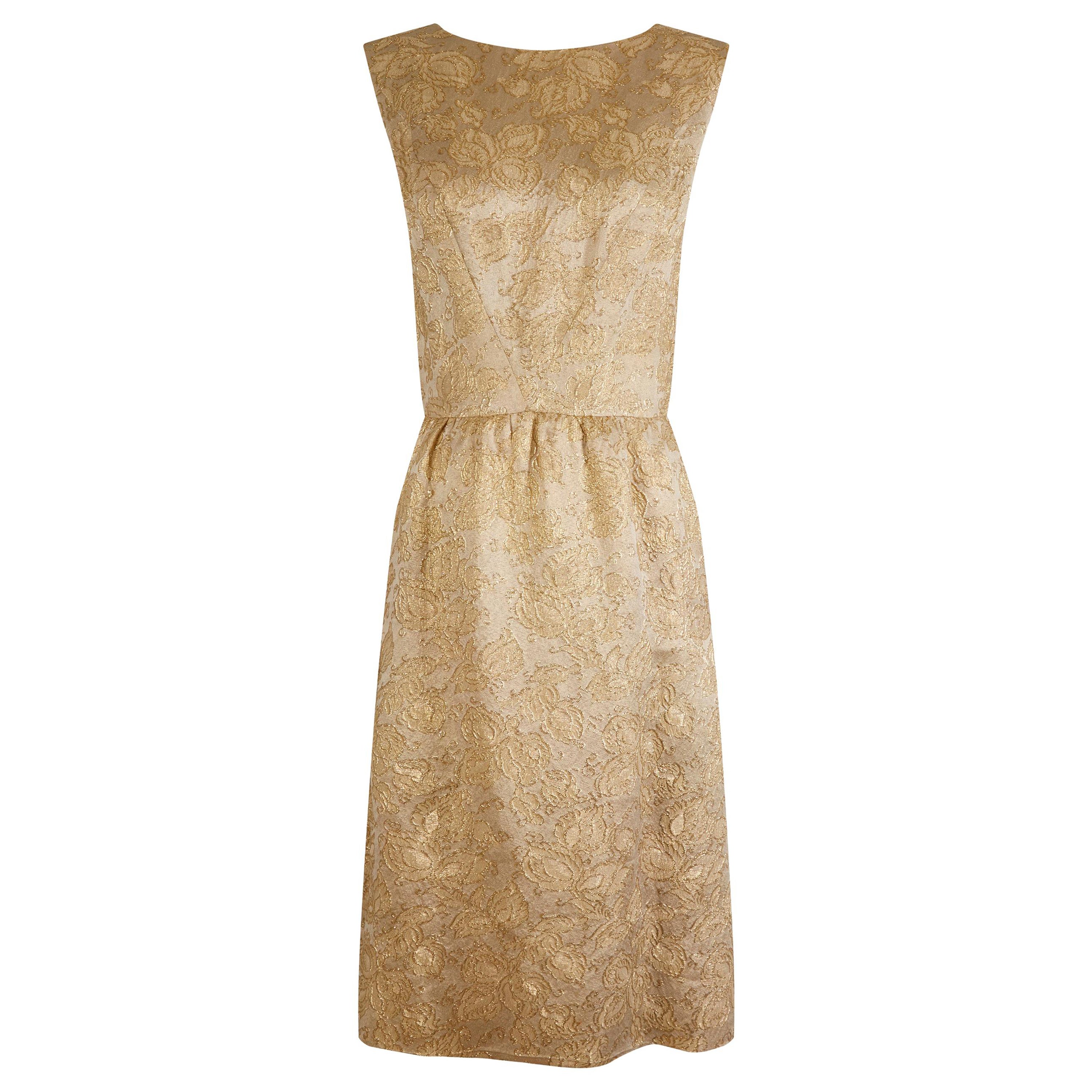 1950er Jacques Heim Demi Couture Goldbrokat-Kleid im Angebot