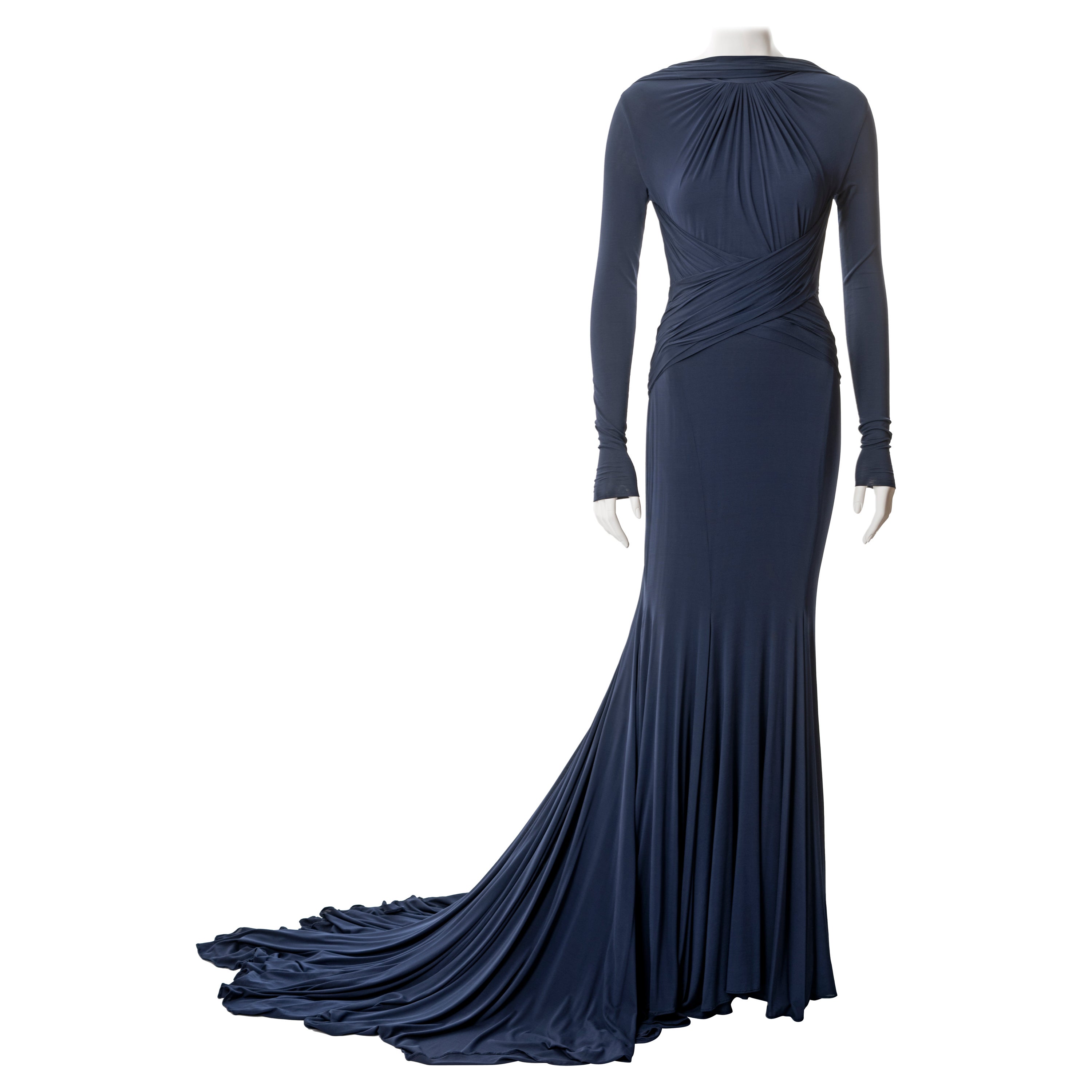 Guy Laroche navy blue Oscar dress, ss 2005 For Sale