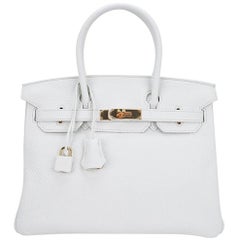 Hermes Limited Edition Birkin 20 Sellier Bag Neige (Snow) White Faubou –  Mightychic