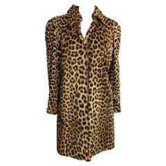 Leopard Pattern Print Fur Car Coat 