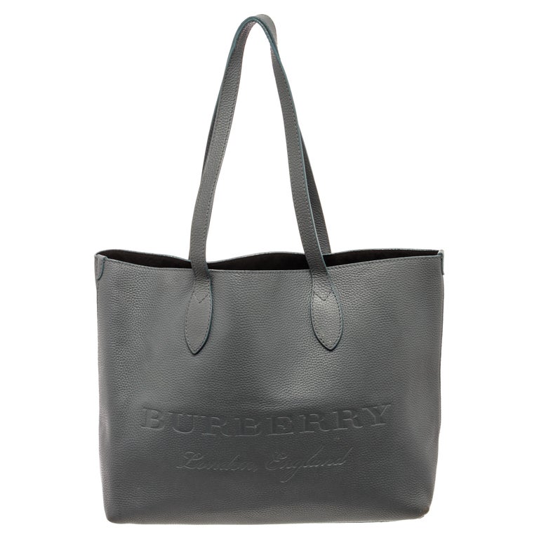Burberry Black Leather Embossed Tote Bag For Sale at 1stDibs