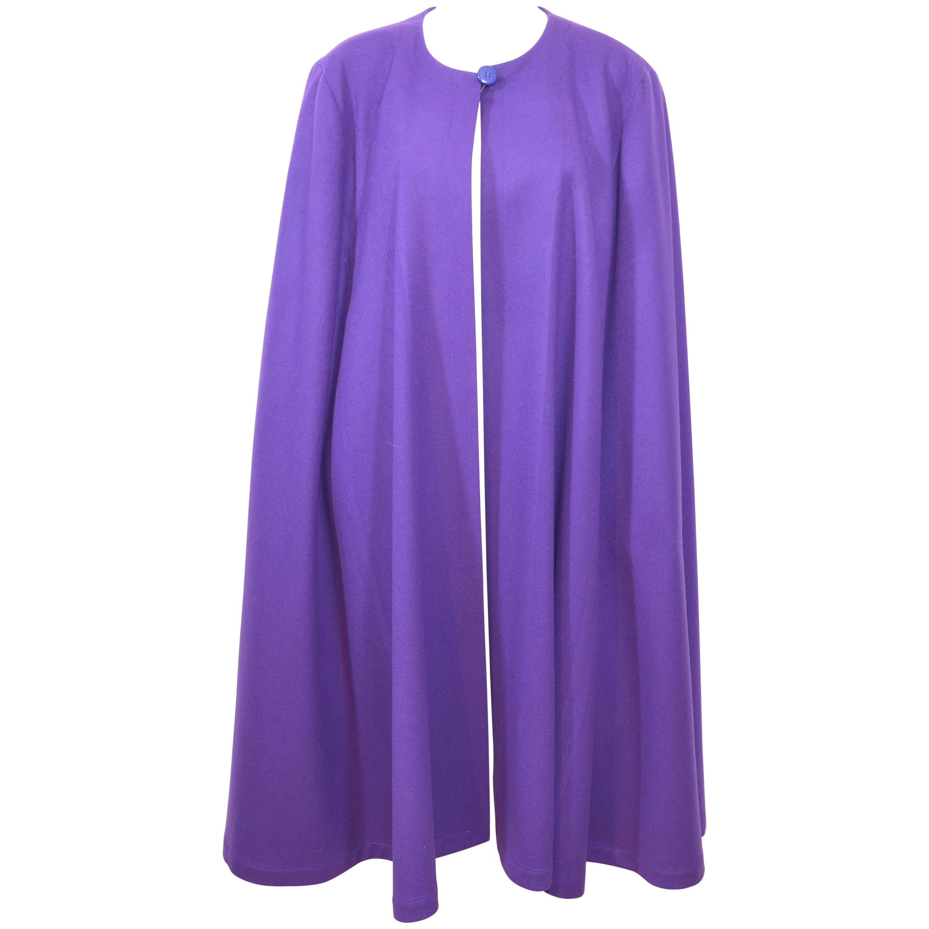 Yves Saint Laurent YSL 1970s Purple Wool Cape