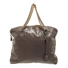 Louis Vuitton Grey Leather Lockit Chain Shoulder Bag