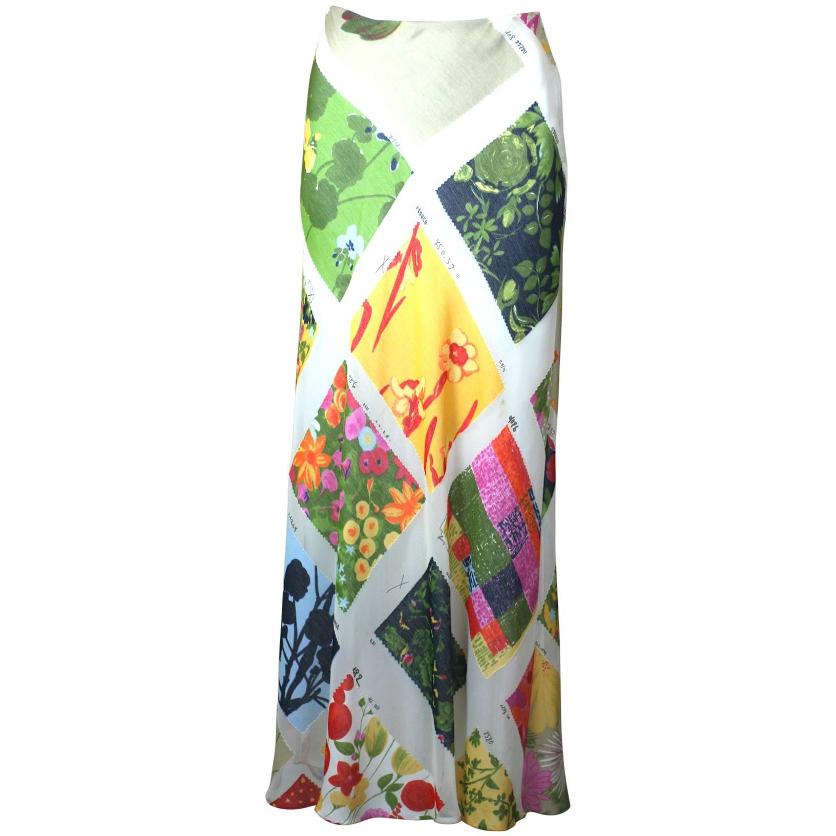 Moschino Printed Chiffon Fabric Swatch Skirt For Sale