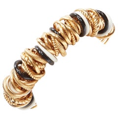 rare BALENCIAGA Demna Artisanal multi gold black white rings linked bracelet