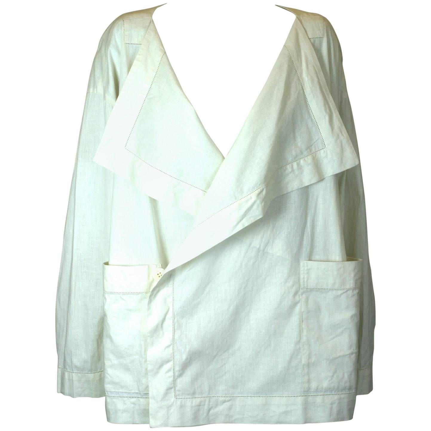 Issey Miyake Linen Drape Lapel Jacket