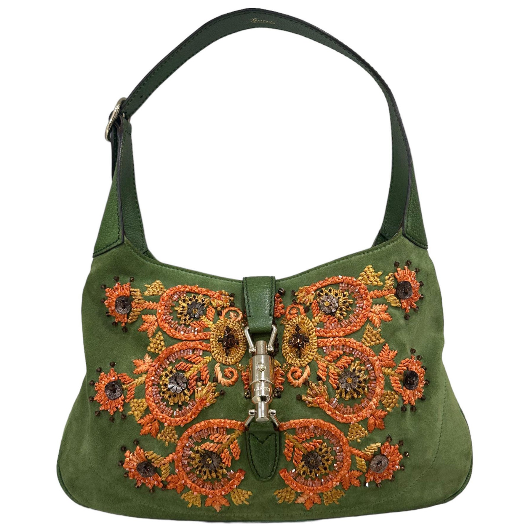 Gucci Jackie Vintage Limited Edition Camoscio Verde Borsa A Spalla For Sale  at 1stDibs