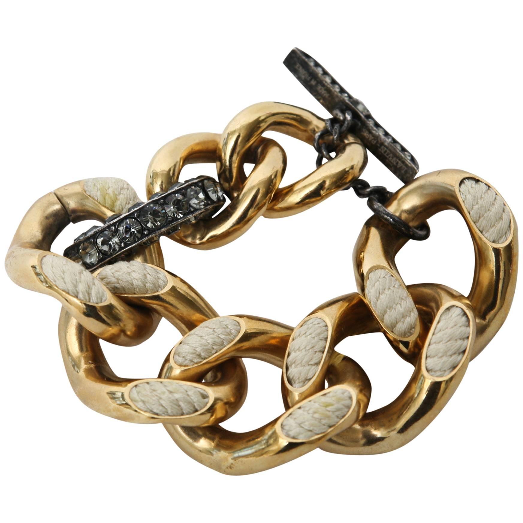  Lanvin Albar Elbaz Gold Plate Resin and Swarovski Crystal Link Bracelet