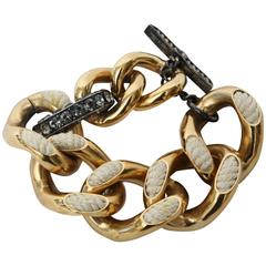 Vintage Lanvin Albar Elbaz Gold Plate Resin and Swarovski Crystal Link Bracelet