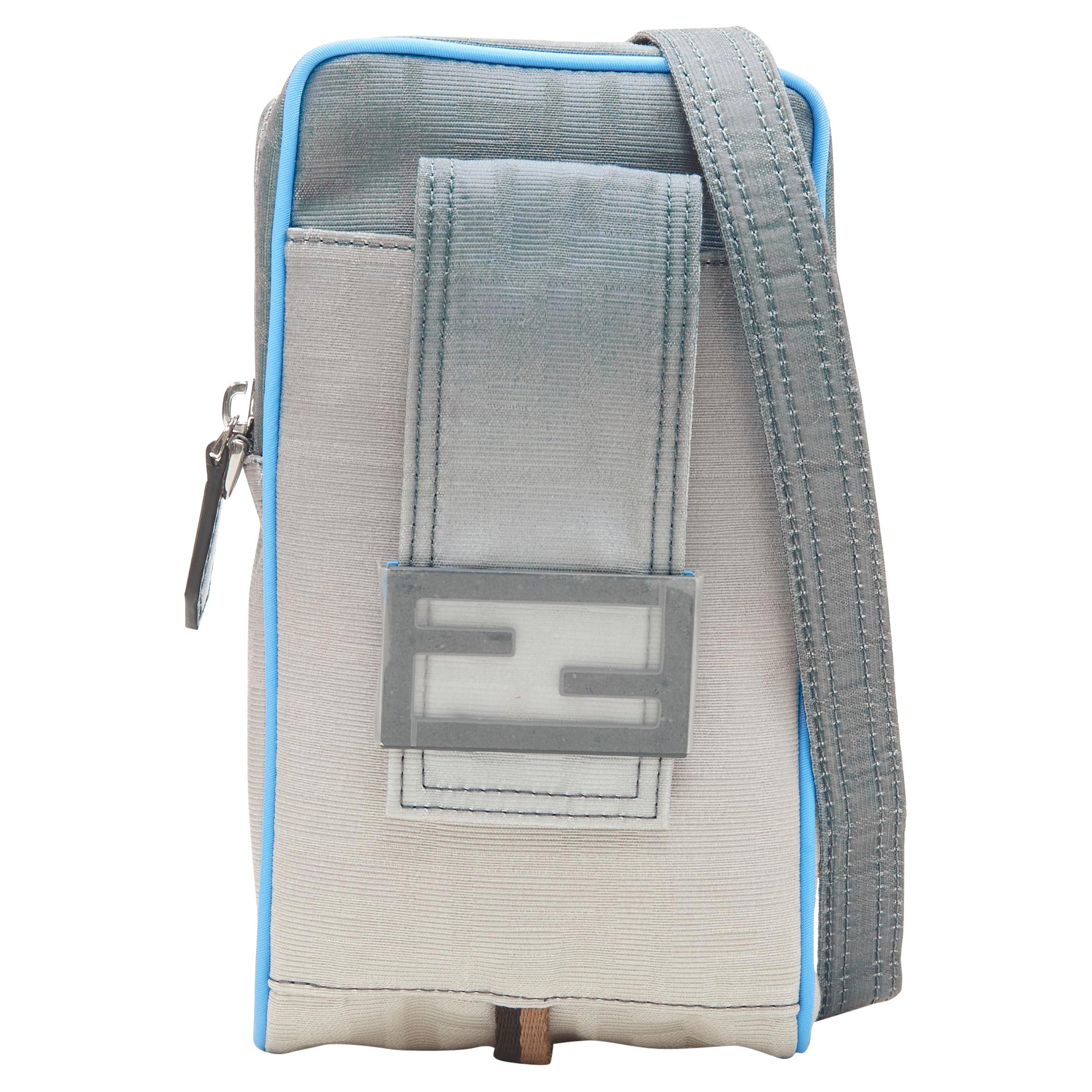new FENDI KIM JONES 2022 grey gradient FF Zucca Vertical Baguette crossbody bag For Sale