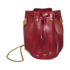 Saint Laurent YSL - Sac seau Talitha en cuir lisse bordeaux