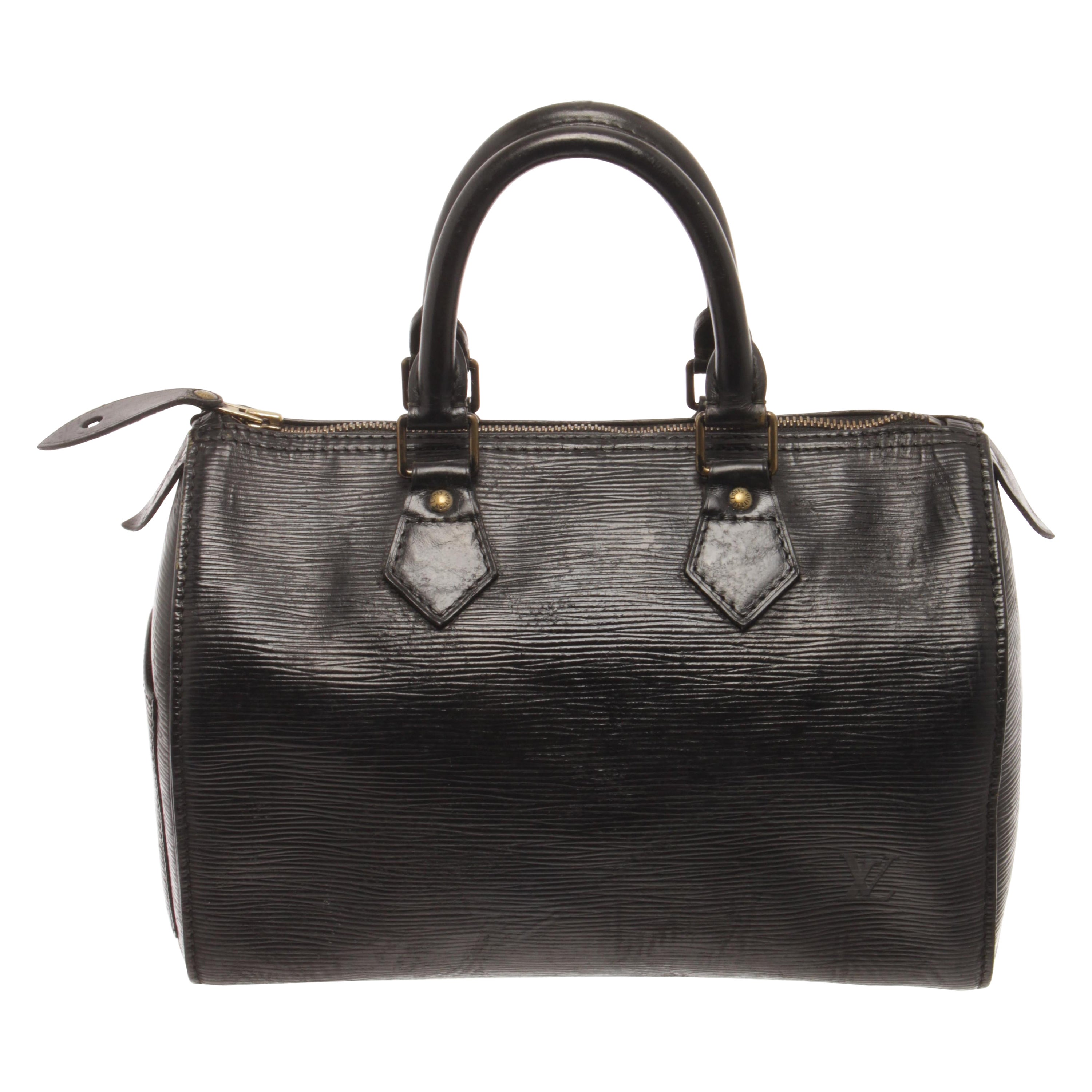 Louis Vuitton Black Epi Leather Speedy 35 Satchel Bag For Sale