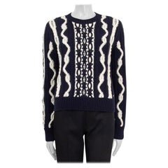 CHANEL bleu marine et blanc, laine mélangée 2018 18A HAMBURG CHUNKY KNIT Sweater 40 M