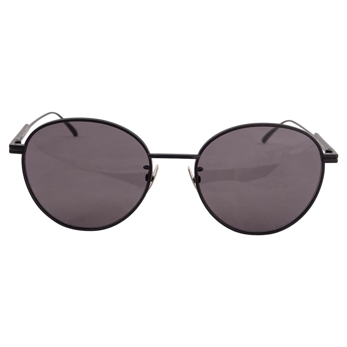 Lunettes de soleil ROUND BOTTEGA VENETA en métal noir BV1042SA