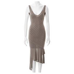 Christian Dior by John Galliano taupe open-knit dress, ss 2001