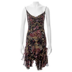 John Galliano floral print bias-cut silk chiffon dress, fw 2004