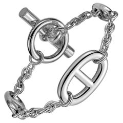 HERMES Sterling Silver Five Bags Amulette Charm Bracelet LG 792223