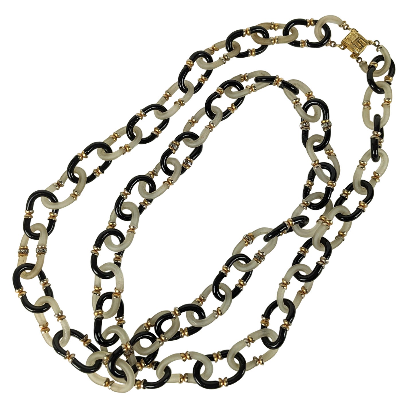 Chanel Seguso 2 Toned Glass Link Chain For Sale