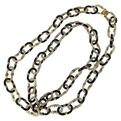 Retro Chanel Seguso 2 Toned Glass Link Chain