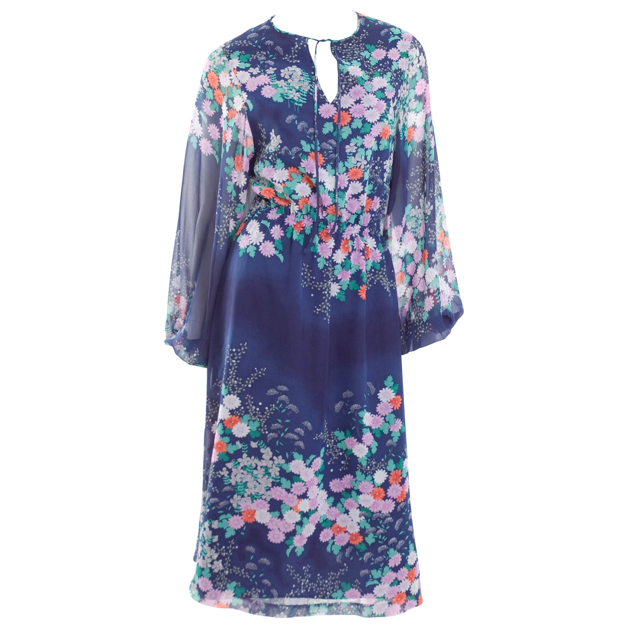 1970 Hanae Mori Chiffon Dress For Sale