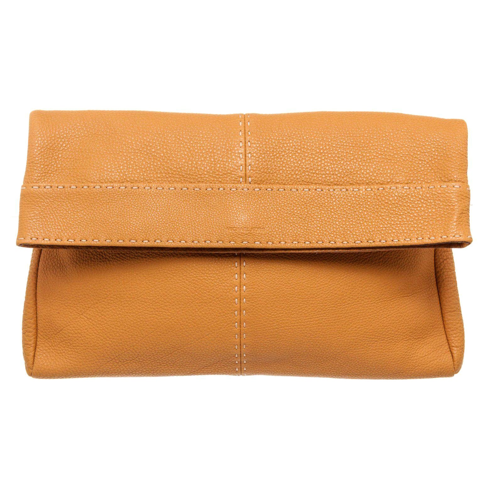 Michael Kors Orange Leather Hutton Clutch Bag