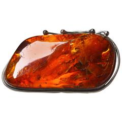 Antique Art Nouveau Amber Brooch 5