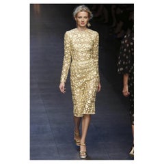 Dolce & Gabbana Golden Embroidered Silk Dress as seen on Kate in Vogue