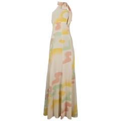 Vintage Ossie Clark Quorum moss crepe halter neck evening dress, circa 1965-68