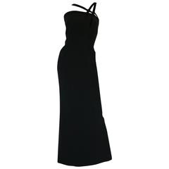 1980s Thierry Mugler Velvet Detailing One Shoulder Dress 11