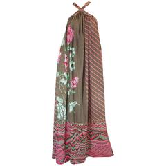 Rare 1970s Yuki Halter Caftan Digital Print Jersey Dress 7