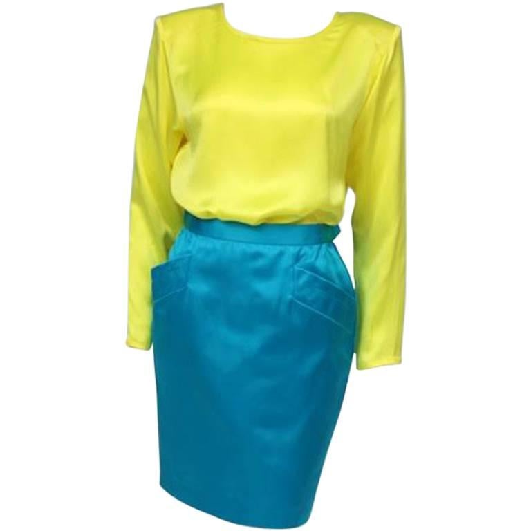 Yves Saint Laurent Neon Blue Skirt