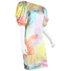 1980's Ungaro Silk Cocktail Dress with Splatter Print
