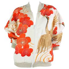 Japanese Kimono Embroidered Bomber Jacket