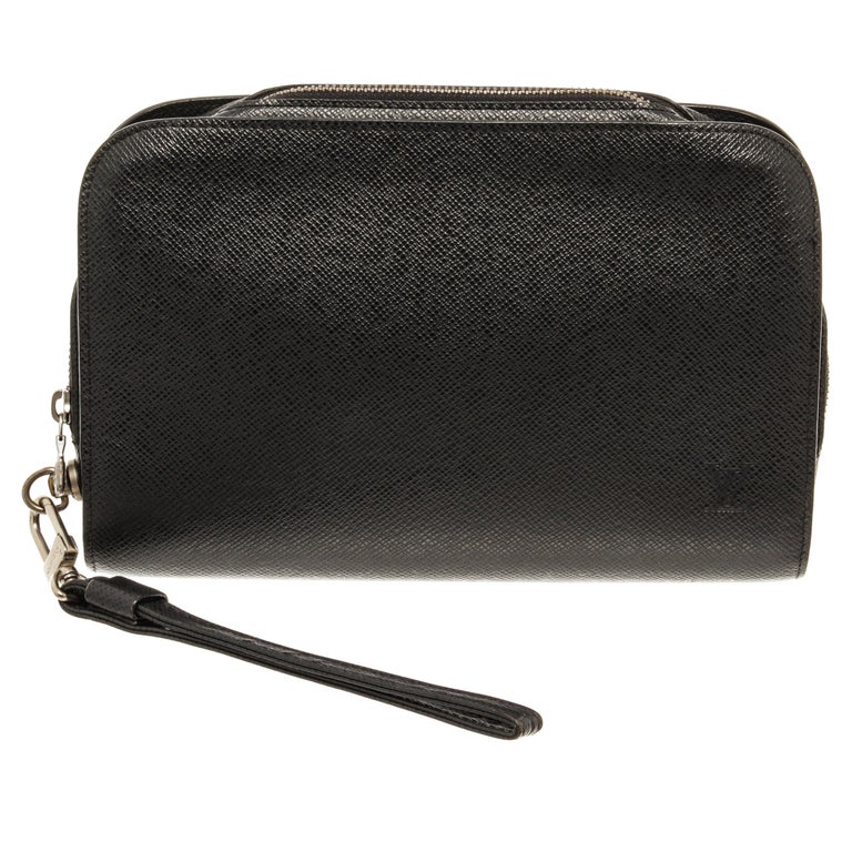Louis Vuitton Black Taiga Leather Orsay Wrist Clutch at 1stDibs