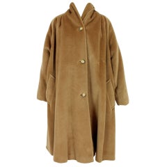 Max Mara Beige Wool Vintage Maxi Teddy Coat