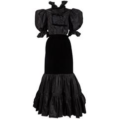 Yves Saint Laurent silk taffeta and velvet evening ensemble, circa 1977-78 4