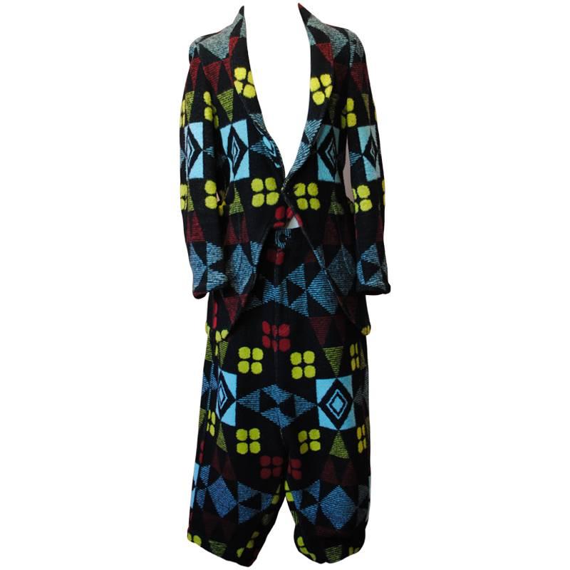 2004 COMME des GARÇONS Homme Plus tribal print blanket suit For Sale